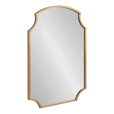 20 x 30 Carlow Framed Wall Mirror Gold - Kate & Laurel All Things Decor: Scalloped Edge, Antique Finish