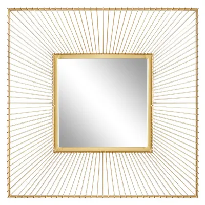 Metal Starburst Square Wall Mirror Gold - CosmoLiving by Cosmopolitan