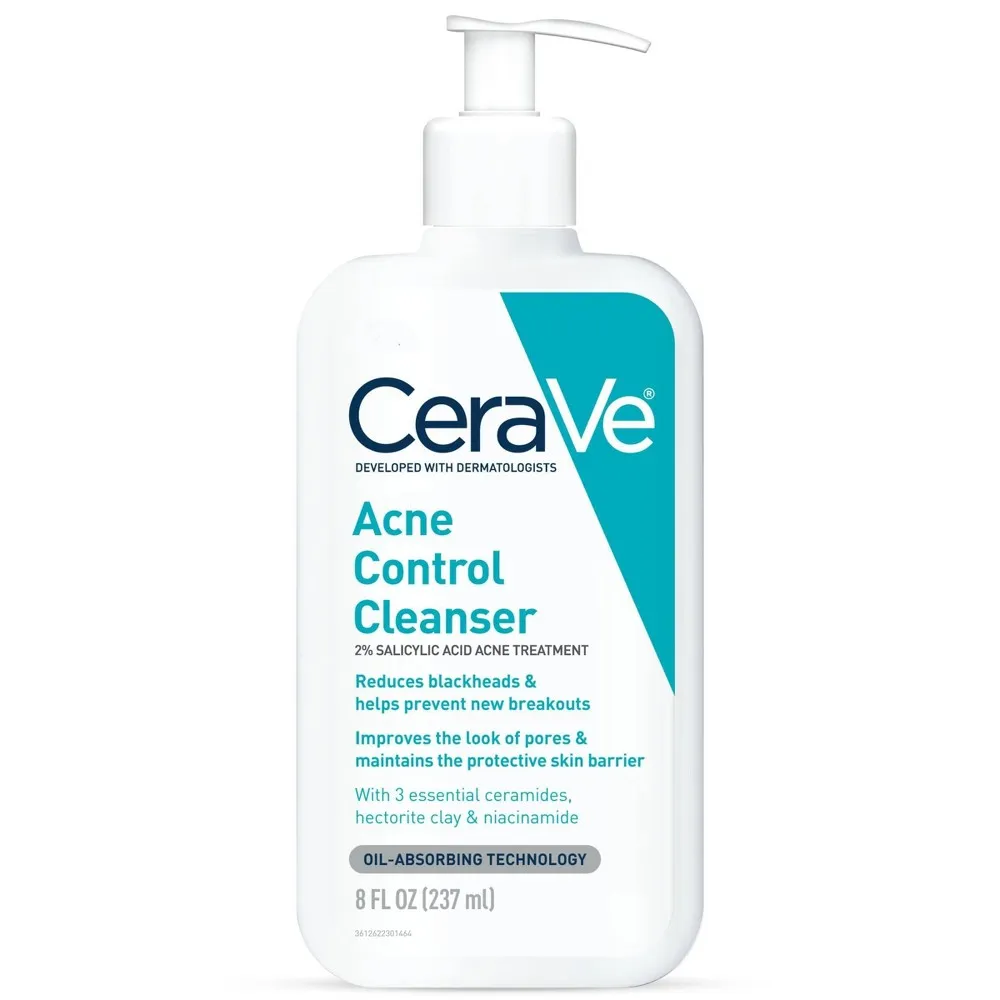 CeraVe Acne Face Cleanser with 2% Salicylic Acid and Purifying Clay for Oily Skin