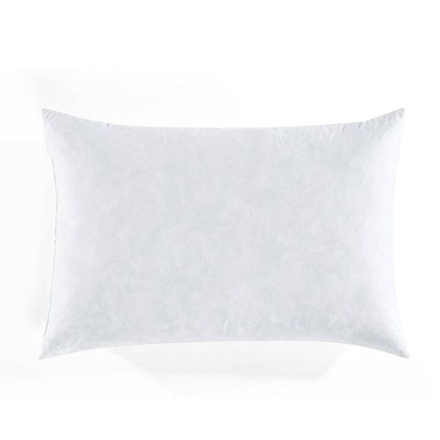 14x21 Feather Down with Cotton Cover Lumbar Throw Pillow Insert White - Lush Dcor: Machine Washable, Zipper Closure