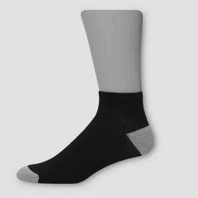 Hanes Mens Lightweight Comfort Super Value Ankle Socks 20pk - Black/Gray 6-12