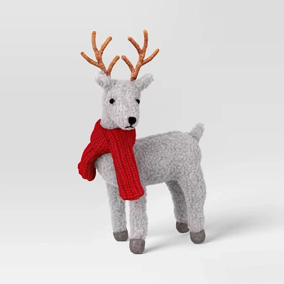 Fabric Reindeer with Red Scarf Christmas Figurine - Wondershop