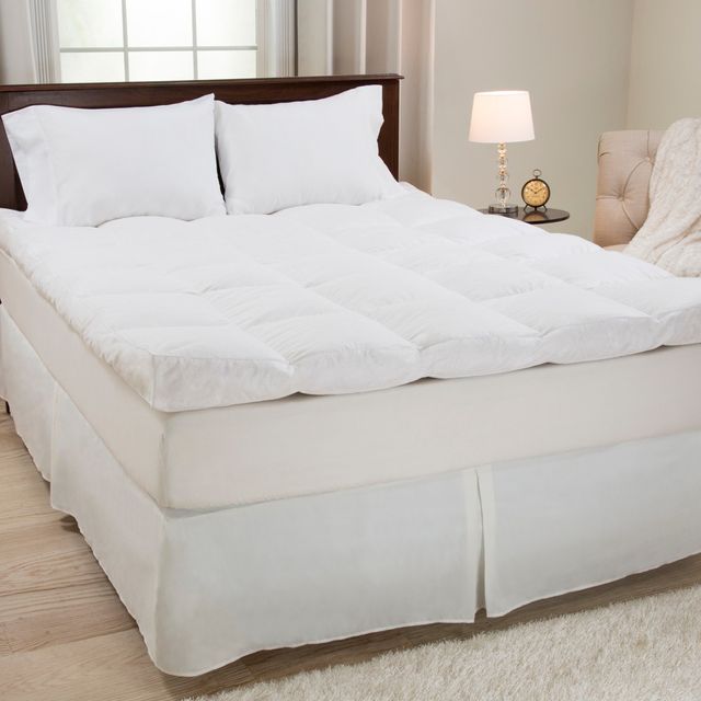 Down & Duck Feather 4 Gusset Mattress Topper () White - Yorkshire Home: Cotton Cover, 233 Thread Count