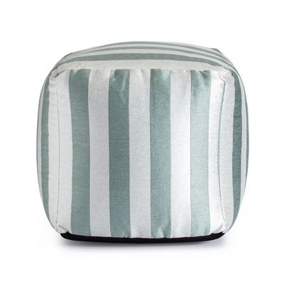 Anji Mountain Cape May Indoor/Outdoor Pouf : Square Striped Ottoman, No Assembly, Fair Trade Certified