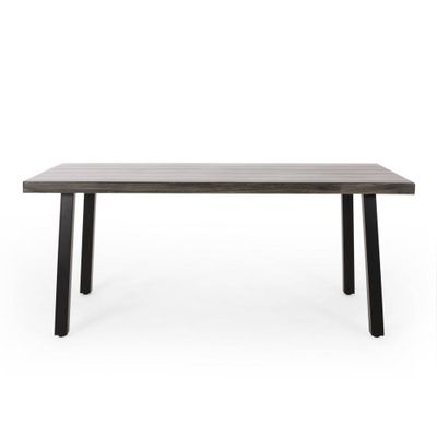 Pointe Outdoor Modern Industrial Aluminum Rectangle Dining Table - Gray/Matte Black - Christopher Knight Home