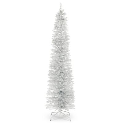 7ft National Christmas Tree Company Silver Tinsel Slim Artificial Christmas Tree