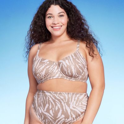 Women Ribbed Underwire Bralette Bikini Top