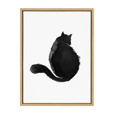 Kate & Laurel All Things Decor 18x24 Sylvie Black Cat Wall Art: Viola Kreczmer, Framed Canvas