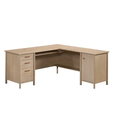 Whitaker Point L-Shape Desk Natural Maple - Sauder: Executive Office Desk with Drawers, Keyboard Shelf, Cable Management: Transitional Style