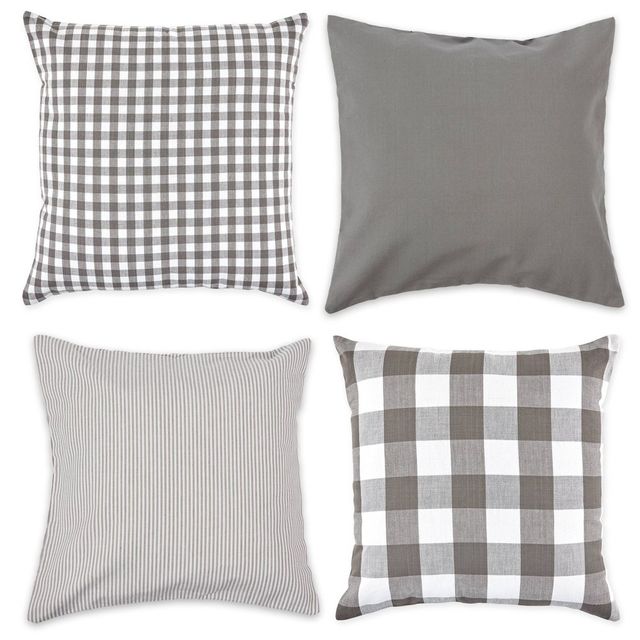 Square Buffalo Check Gray Accent Pillow