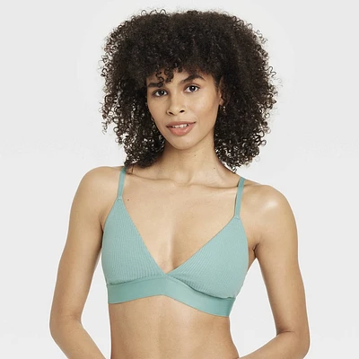 Women Cotton Stretch Ribbed Triangle Bralette