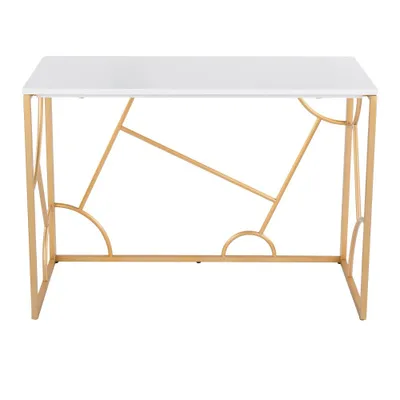 LumiSource Constellation Writing Desk Wood : Contemporary Office Desk, Metal Frame, No Storage