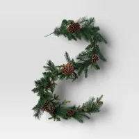 6 Mixed Greenery with Pinecones Artificial Christmas Garland Green - Wondershop