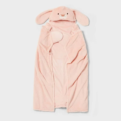 Bunny Kids Hooded Blanket Pink - Pillowfort