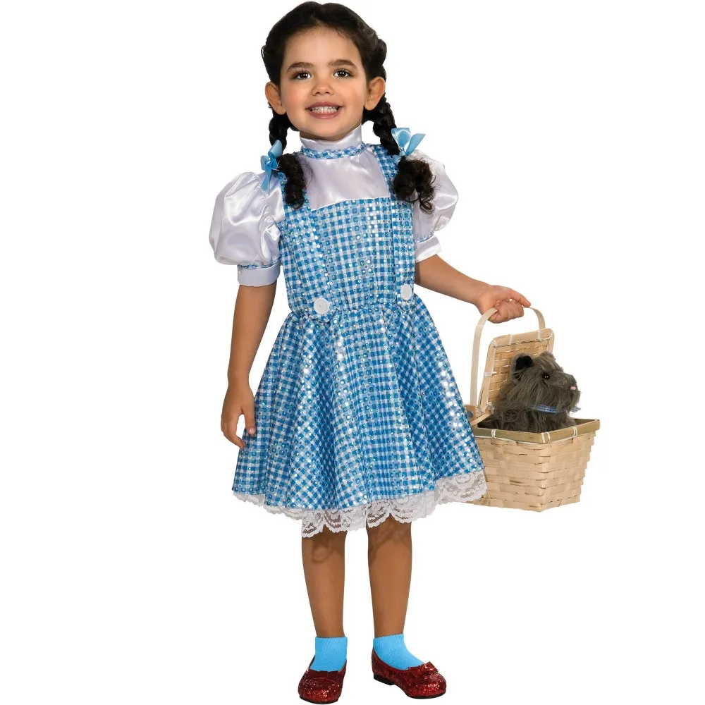 Kids The Wizard of Oz Dorothy Halloween Costume Dress with Hair Bow