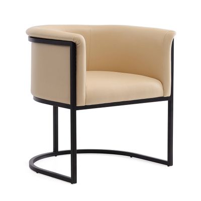 Bali Faux Leather Dining Chair Tan - Manhattan Comfort: Art-Deco, Metal Frame, No Assembly Required