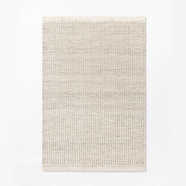 Malibu Woven Jute Rug with Fringe Cream/Gray - Threshold designed with Studio McGee