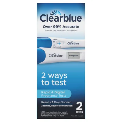 Clearblue Pregnancy Test Combo Pack with Digital Smart Countdown & Rapid Detection - 2ct