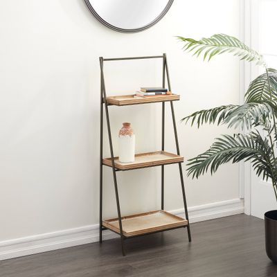 Olivia & May Industrial Wood Shelving Unit Brown: 3-Tier Bookcase, No Assembly, Open Storage