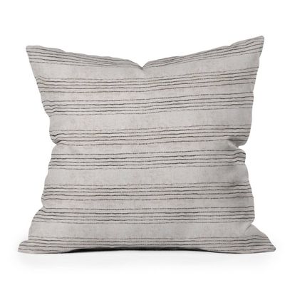 Holli Zollinger Linen Stripe Rustic Outdoor Throw Pillow Black/White