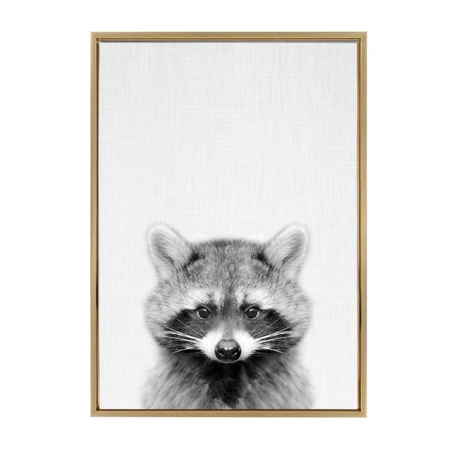 Kate  Laurel All Things Decor 23 x 33 Sylvie Raccoon Framed Canvas by Simon  Te Tai Natural Kate  Laurel All Things Decor Connecticut Post Mall