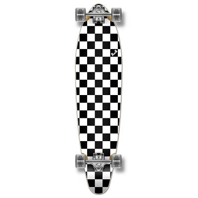 Yocaher 40 Kicktail Longboard - Checker White