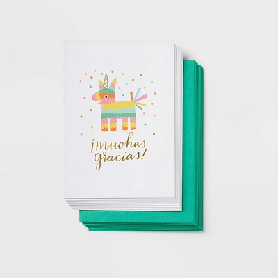 10ct Muchas Gracias - Spritz: Thank You Cards Pack with Envelopes, Foil Accents, Blank Inside, Typography Design