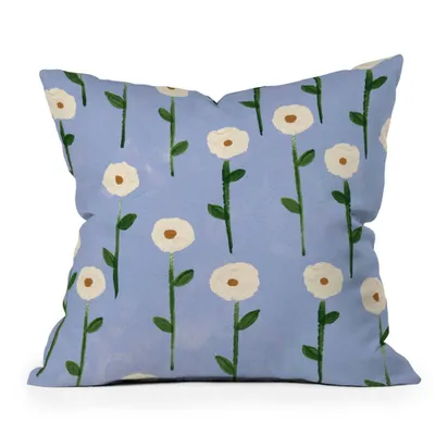 18x18 Reves et Histoires Cute Little Flowers Square Throw Pillow Blue - Deny Designs: Indoor Polyester Decorative Accent