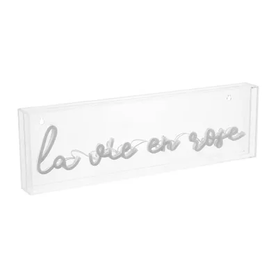 20 x 6 La Vie En Rose Contemporary Glam Acrylic Box USB LED Neon - JONATHAN Y: Wall Decor Light