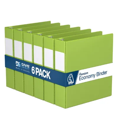 Premium Economy 2 Angle D Ring Binder 6pk Lime Green 2