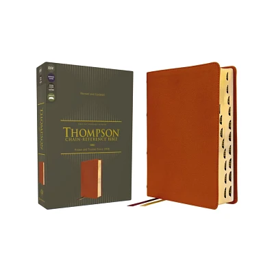 Esv, Thompson Chain-Reference Bible, Genuine Leather, Calfskin, Tan, Red Letter, Thumb Indexed - by Zondervan (Leather Bound)