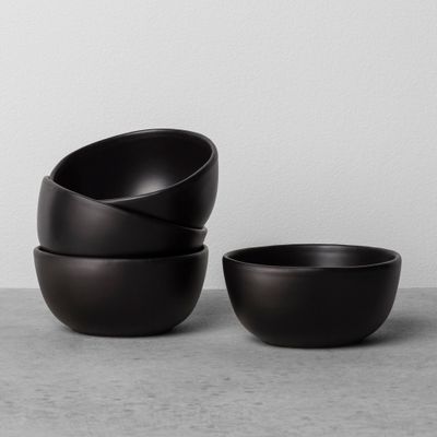 8.5oz 4pk Stoneware Mini Bowl Set Black - Hearth & Hand with Magnolia: Farmhouse Style, Matte Finish, Microwave & Dishwasher Safe