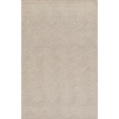 Momeni 5x8 Charles Zig Zag Handtufted Area Rug Taupe: Wool, Cotton & Latex Backing, Low Pile, Indoor Use, Rectangle Shape