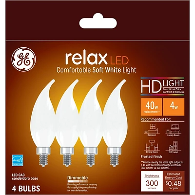 GE 4pk 40W Refresh LED Decorative Light Bulbs