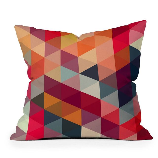 Three of the Possessed Modele Square Throw Pillow Red - Deny Designs: Geometric Design