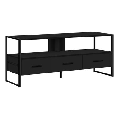 Open Shelf TV Stand for TVs up to 48  - EveryRoom: Industrial Style, Media & Sound Bar Shelf, 3 Drawers