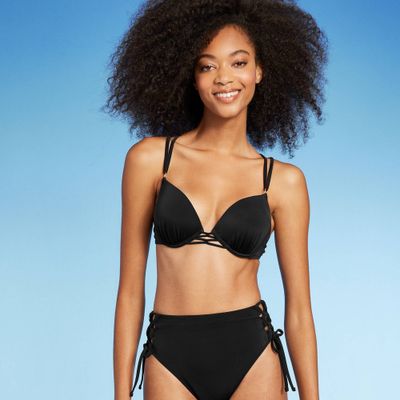 Shade u0026 Shore Womens Asymmetrical Twisted Straps Longline Bikini Top |  Connecticut Post Mall