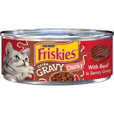 Purina Friskies Extra Gravy Chunky Wet Cat Food with Beef In Savory Gravy - 5.5oz