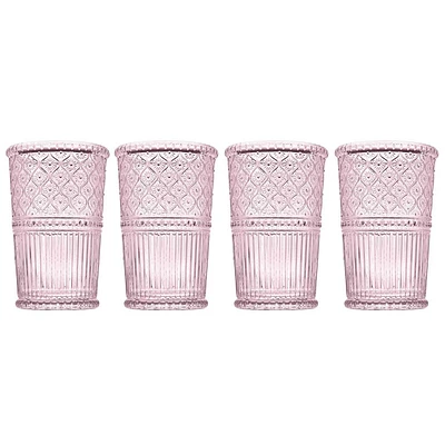 Godinger Silver Set of 4 Claro Tumbler Glasses Pink