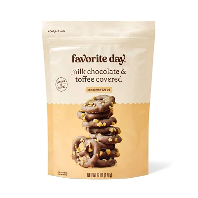 Milk Chocolate and Toffee Covered Mini Pretzels - 6oz - Favorite Day