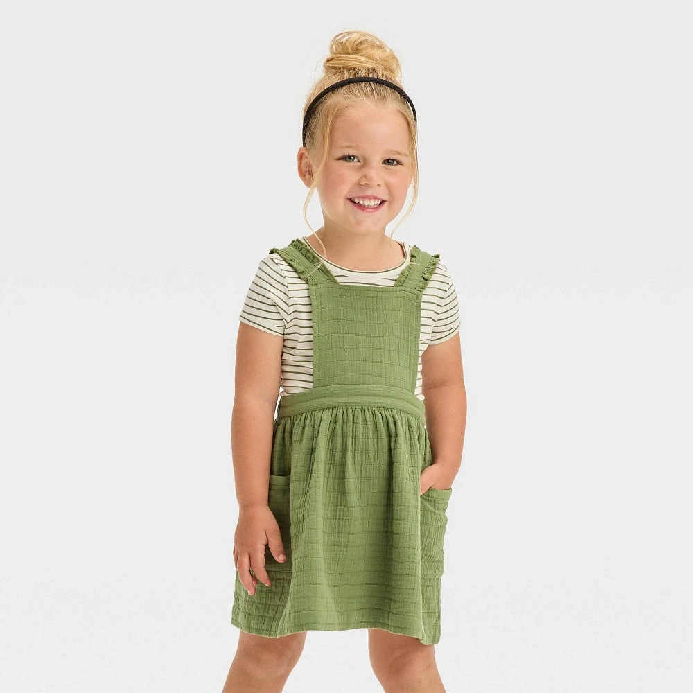 Toddler Girl Short Sleeve Striped Skirtall Set