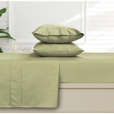 Queen 500 Thread Count Extra Deep Pocket Sateen Fitted Sheet Green - Tribeca Living: Cotton, Elastic, Machine Washable