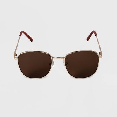 Mens Rectangle Square Metal Sunglasses - Goodfellow & Co Gold