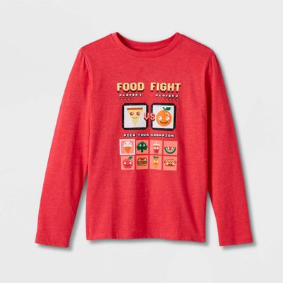 Boys Food Fight Long Sleeve Graphic T-Shirt