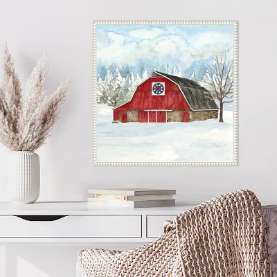 Amanti Art Winter Barn Quilt IV by Tara Reed Framed Canvas Wall Art Print