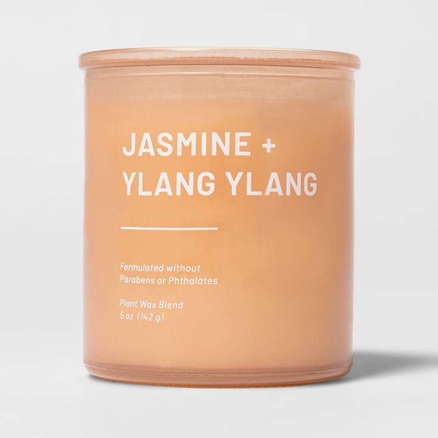 Tinted Glass Jasmine + Ylang Ylang Jar Candle Light Orange