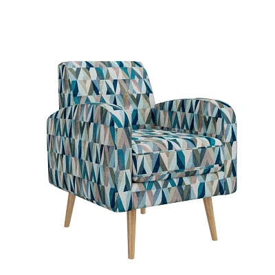 Handy Living Mindy Mid-Century Modern Accent Armchair Prism Pattern Vibrant Blue