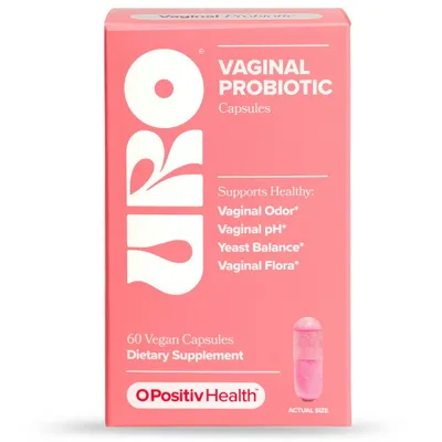 O Positiv URO Vaginal Probiotic for Women with Vaginal Health, Vaginal Odor, pH & Yeast Balance Support - 60ct