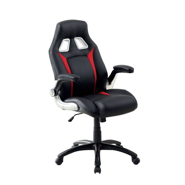 miBasics Gargon Leatherette Gaming Chair Black: Ergonomic Office Chair with Lumbar Support & Casters