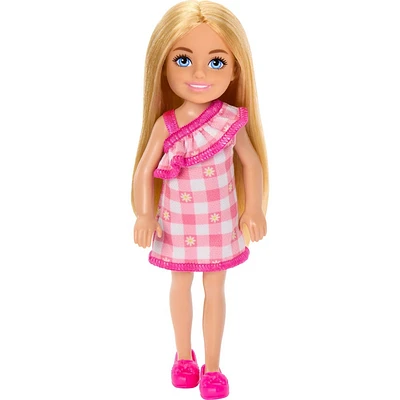 Barbie 6.3 Chelsea Small Doll Blonde Hair/Blue Eyes Wearing Removable Checked Dress